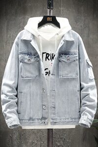 挂拍牛仔外套男潮牌秋季新款韩版潮流帅气夹克男装上衣9151-P85图片