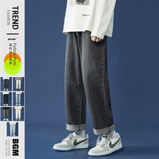 现货7色2025春秋款纯色牛仔裤中性直筒牛仔九分裤A125-8802-P35，男装牛仔裤，电商A125