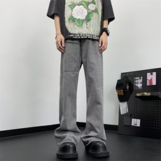 烟灰色牛仔裤男生宽松直筒男裤夏季薄款休闲裤子男士N1387，男装休闲裤，星座1116A-1（原606A）