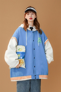 中性风 2022秋季新款拼接小熊印花棒球服夹克外套--G101p75控98图片