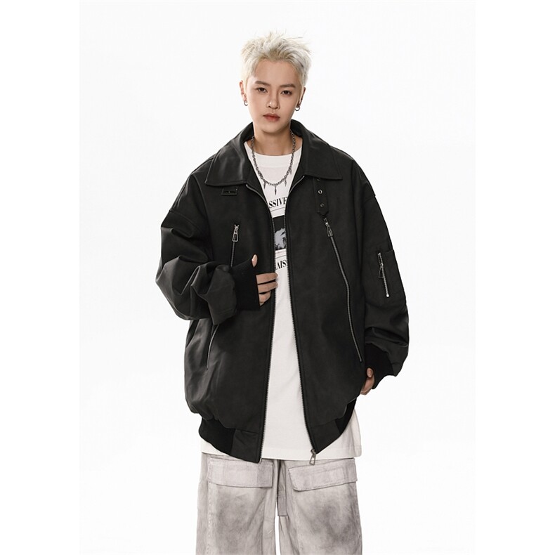 港风大码日系复古纯色麂皮绒翻领夹克男XZ213-JK9906-P118控138,男装夹克,星座213