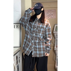 复古格子长袖衬衫男大码衬衣上衣外套C2211-P28【特价】，男装衬衫，电商A007