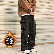 加绒美式工装裤男潮牌宽松户外冲锋裤子K4783-常规37-加绒P43，男装休闲裤，星座412-3