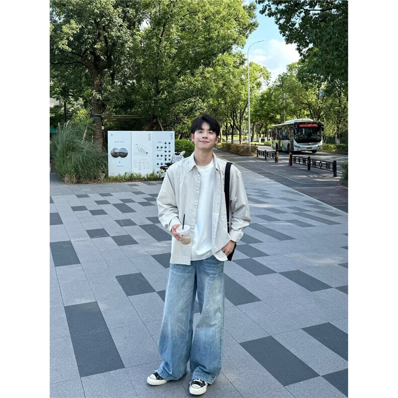 有货DCS190-特批35早春新款抖音得物高质量日系条纹衬衫,男装衬衫,星座603-2