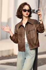2025年春季现货时尚潮流女装精品皮衣外套，女装皮衣，1C078