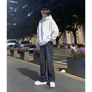 博主图侧拉链条纹牛仔裤男秋冬微喇叭cleanfit裤子-KZA39-P58图片