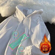 WY2171-P35加绒款-P40纯棉连帽卫衣男大码运动帽衫宽松薄外套男，男装卫衣，电商A040