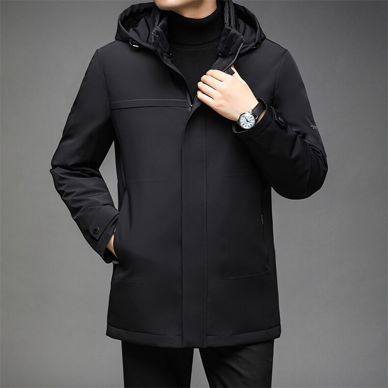 冬季中年男士羽绒服中长款爸爸冬装可卸帽外套潮QLMF8628-P330，男装羽绒服，电商B212（原钱塘6029）
