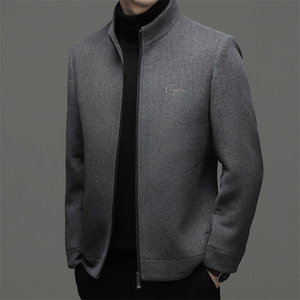 中青年男士冬季新款时尚休闲简约双面尼外套XL-AL--W2306-P220