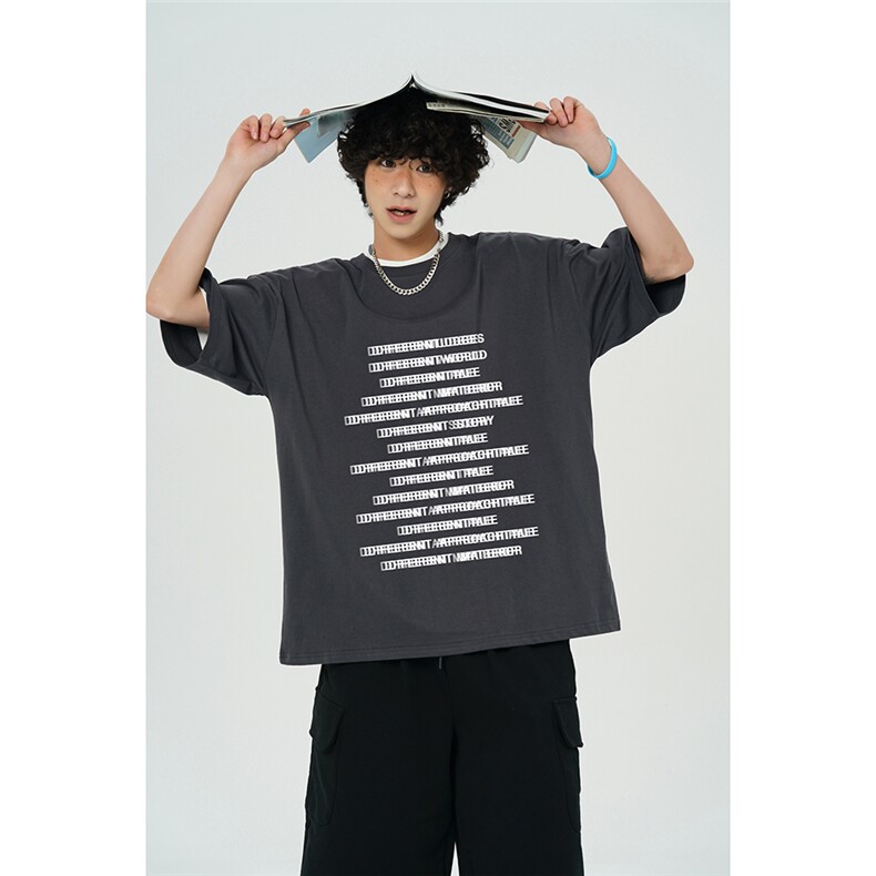 夏季新款重磅模糊字母满印高街短袖M~5XLXZ604-DT220-P25控39,男装T恤,星座604