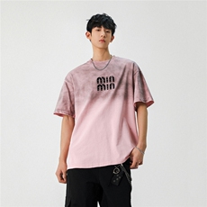 2025新款潮牌短袖宽松韩版字母印花扎染工艺T恤T8820/P5588，男装T恤，星座202