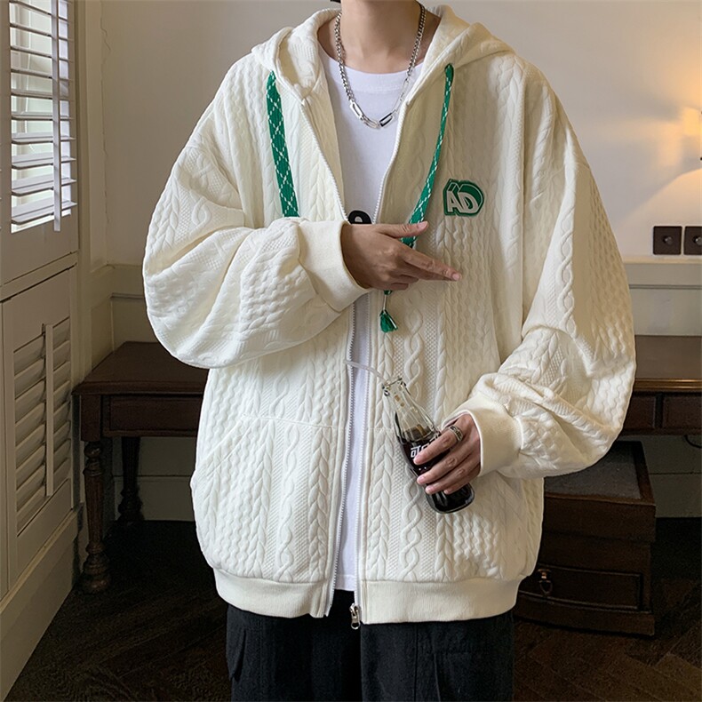 24秋冬款大麻花开衫连帽高品质卫衣夹克外套WK221-P60控88,男装夹克,电商B370