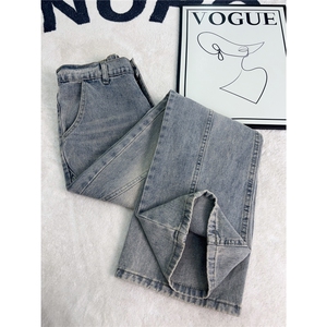 B221美式ins高街修身斜切微喇牛仔裤LK25574-特P40控68图片