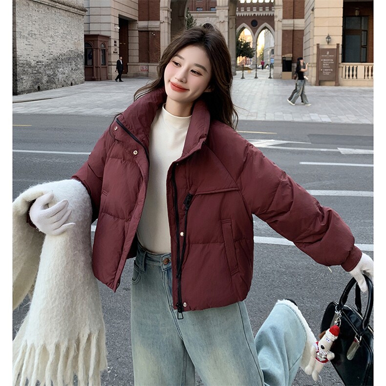 【新款现货】安可拉红立领短款小个子白鸭绒外套99816款P235K338,女装羽绒服,2C316