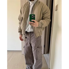 复古卡其色双拉链飞行服夹克男女春秋休闲短款外套上衣JTT90，男装夹克，星座1116A（原606A-3）
