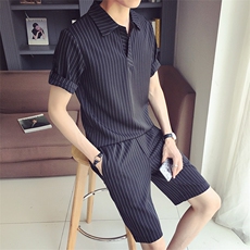 店主风~夏季休闲条纹半袖套装TZ02/P80，男装T恤，电商B331