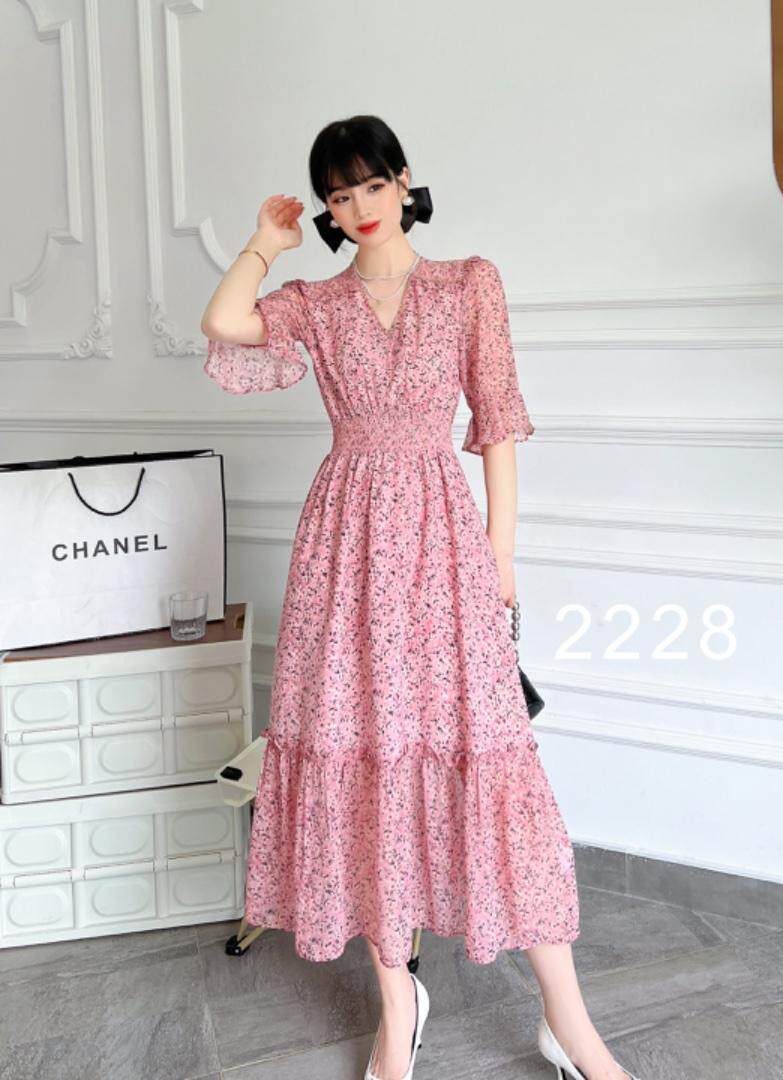 【现货】2022夏季新款韩版碎花雪纺连衣裙，女装连衣裙，珍·洛曼