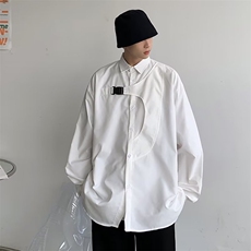 衬衫男春季设计感小众港风宽松外套痞帅ins休闲衬衣W6944-P35，男装衬衫，星座512-2