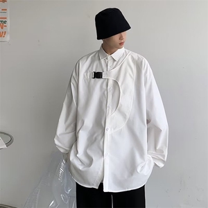 衬衫男春季设计感小众港风宽松外套痞帅ins休闲衬衣 W6944-P35图片