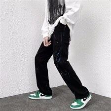 美式高街泼墨牛仔裤男hiphop小众设计感裤子NK111P42,男装牛仔裤,星座1116-2