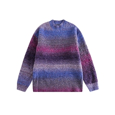 2025秋男女同款圆领针织渐变马海毛圈圈毛衣500g--1285，男装针织衫/毛衣，电商S012（CATTEE）