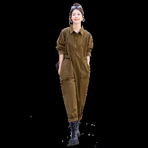 时尚显瘦工装连体裤女春季新款宽松休闲长裤气质百搭潮流女装，女装连体裤，秋水欣儿