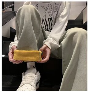 加绒加厚牛仔裤男黄泥色宽松直筒阔腿裤牛仔裤 JR630-P48图片