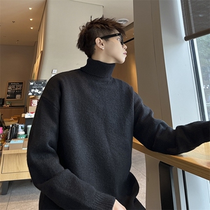 B365P48加厚慵懒风休闲情侣针织衫男女打底衫毛衣高领纯色百搭图片