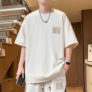 夏季男士短袖T恤刺绣圆领体恤上衣潮汗衫青年宽松A266-T177-P20图片