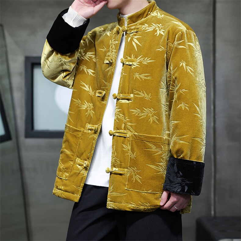 现货 新中式大码韩绒压花竹叶加厚棉服MY9913-P130控188图片