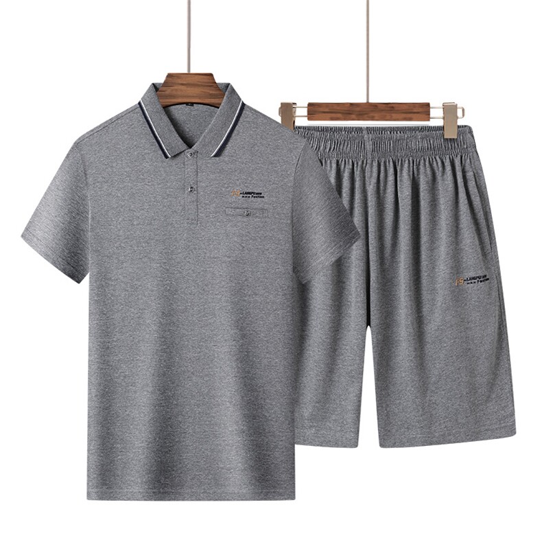 夏季男运动套装休闲透气中老年冰丝抗菌两件套晨练服爸爸男装,男装休闲套装,钱塘6003（原4033）