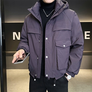 白鸭绒羽绒服男外套标50休闲时尚纯色上衣连帽款B317/6085/P245图片