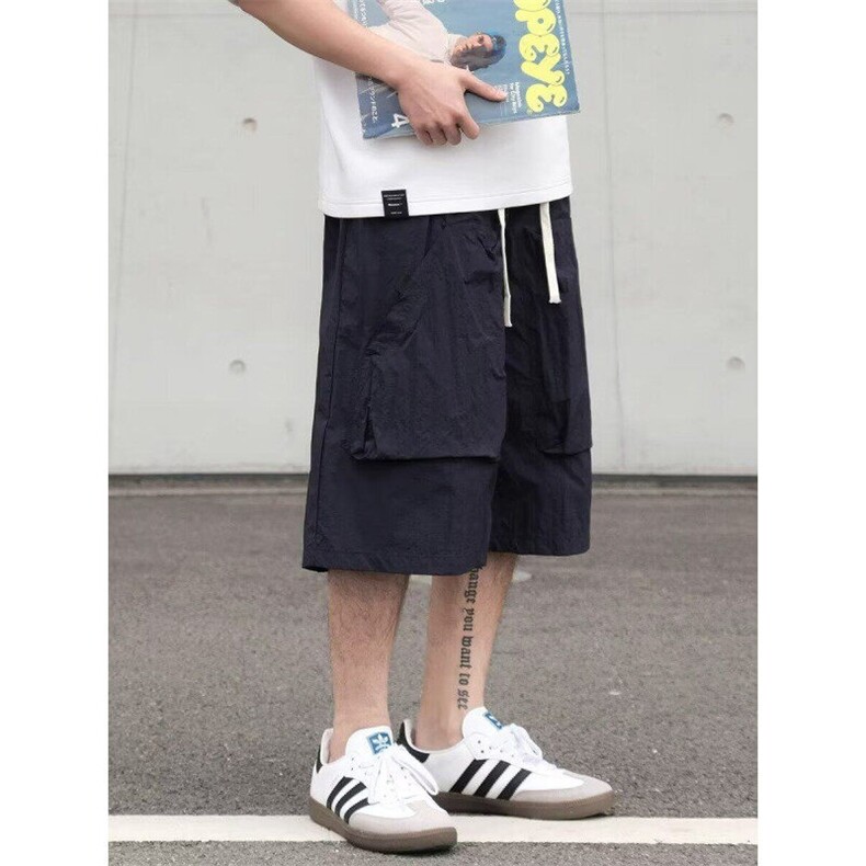 W9737-P40网图现货日系简约工装短裤夏街头中裤户外宽松五分裤,男装牛仔裤,星座1608-2