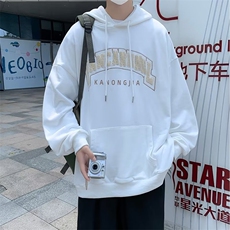 秋季高街ins宽松情侣连帽上衣新款字母刺绣连帽卫衣男W5028-P31，男装卫衣，星座512-3