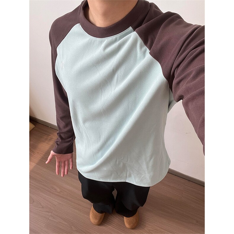 高品秋冬双面德绒轻量保暖插肩袖磨毛打底长袖T恤男女A1152-P40,男装T恤,星座1505