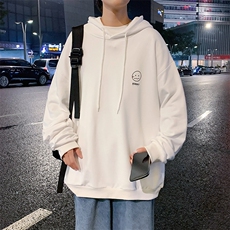 WY2072-P35加绒款-P40纯棉连帽卫衣男大码运动帽衫宽松薄外套男，男装卫衣，电商A040