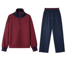 长期有大货套装女2026春装新款半拉链阔腿裤穿搭一整套妈妈两件套，女装套装/套裙，璐依舞