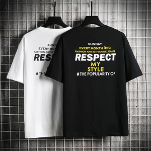 2021夏季新款短袖T恤男印花男士体恤潮牌潮流纯棉打底衫DT图片