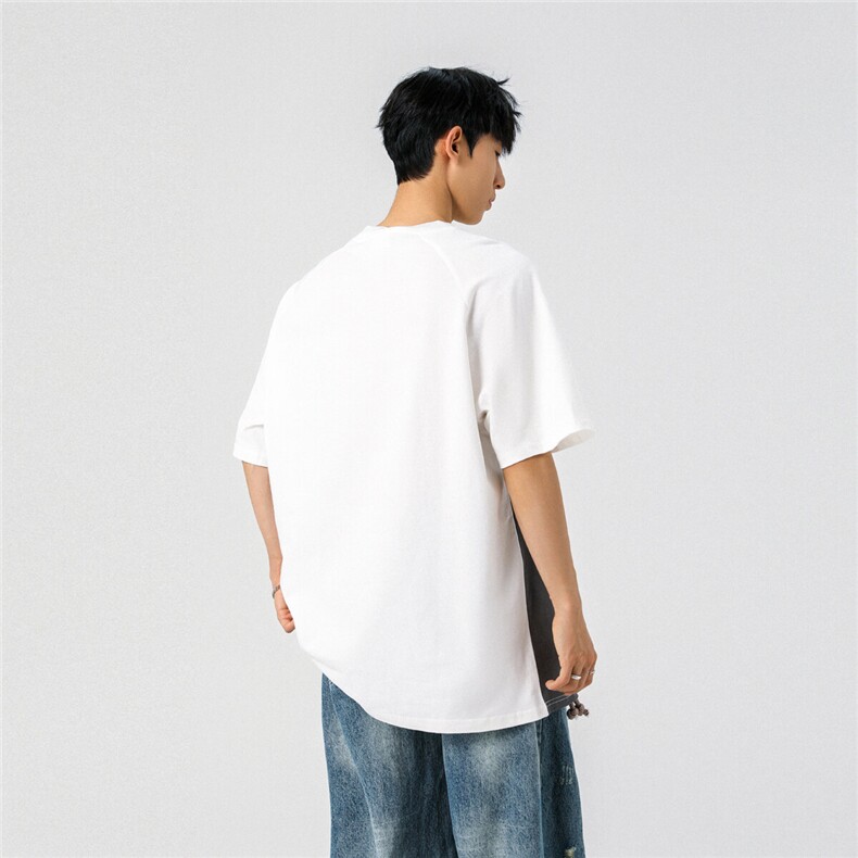 可二开领口拉链肩膀拼接设计大码M-5XL短袖T恤男DX78003P45控68,男装T恤,星座226-1