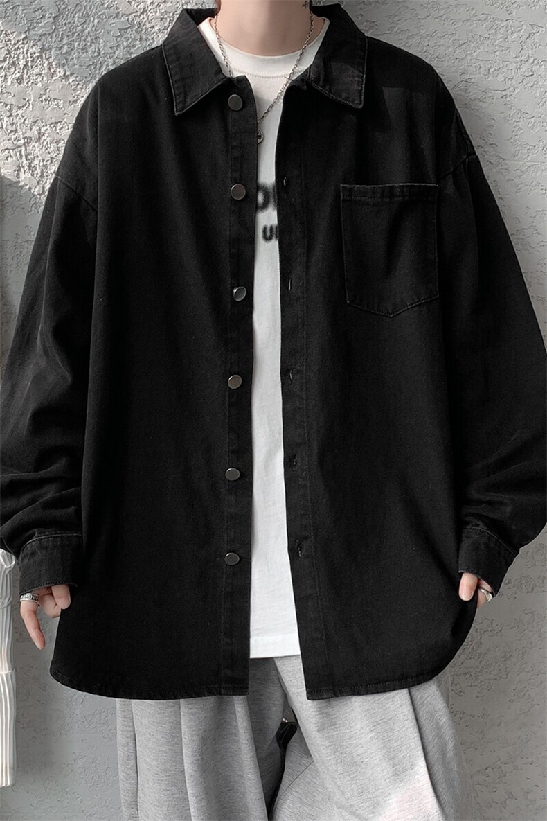 8XL-M特大码牛仔衬衫宽松浅蓝色牛仔外套男休闲衬衫CS502P68控88,男装夹克,电商D206-1