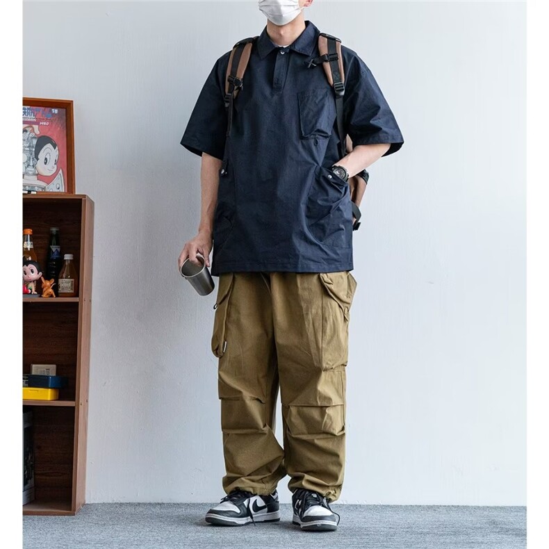 港风男士短袖T恤翻领夏季双口袋男潮短袖POLO衫CS0351-P40,男装衬衫,星座308B-1