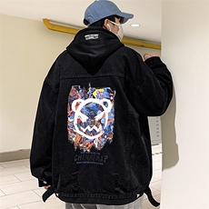 美式复古牛仔外套男春季新款ins潮高街重工上衣oldschool潮牌夹克，男装夹克，星座1103-3