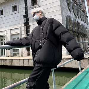美式高街立领棉衣男冬季新款设计感宽松保暖工装棉服YM112-P100图片