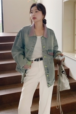 美式复古牛仔外套女2025春季新款盐系宽松小个子休闲渐变夹克上衣，女装短外套，浙宝305