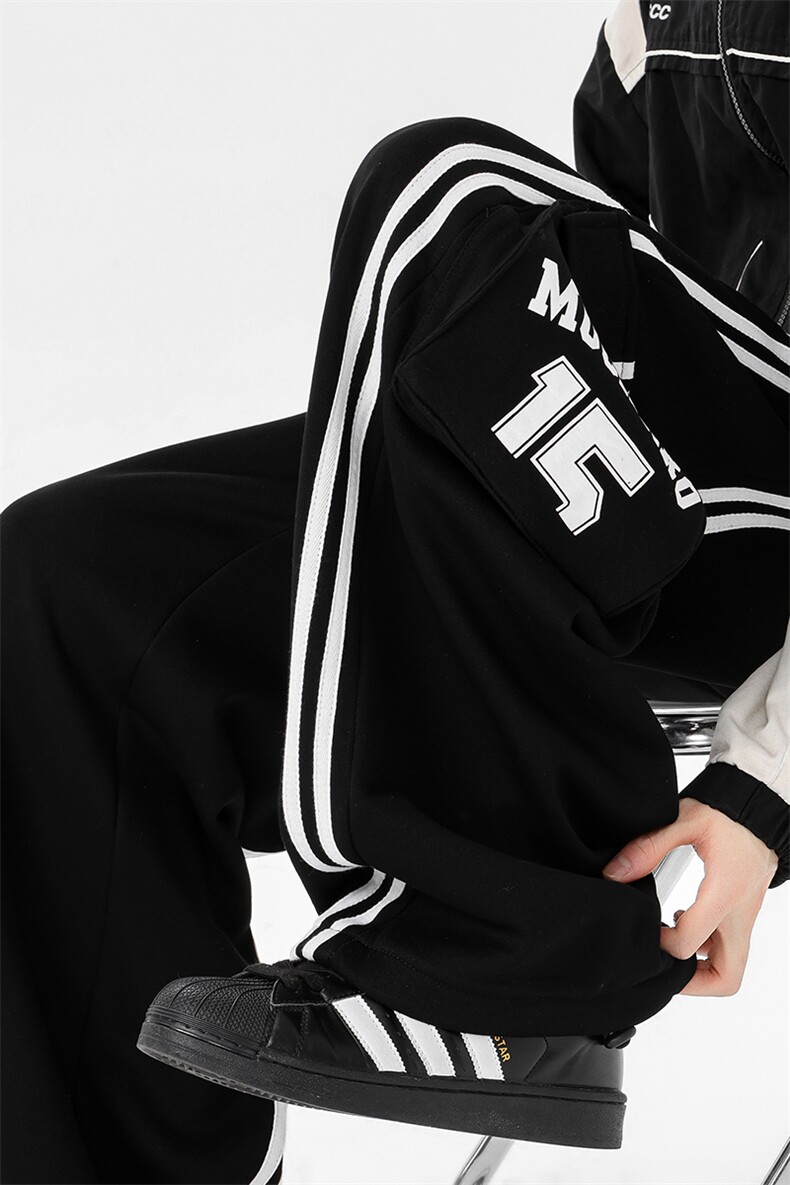 8XL-M美式条纹工装裤休闲裤男宽松直通阔腿加绒裤子K9123P78控98,男装休闲裤,电商D206-1
