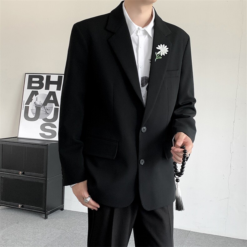 2025纯色简约中山装刺绣西服结婚礼服登记戗驳领男西装结婚外套,男装西服,星座909