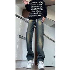 美式ins高街hiphop抽绳松紧腰重工业水洗牛仔裤货号K2330P45控68，男装牛仔裤，电商A063