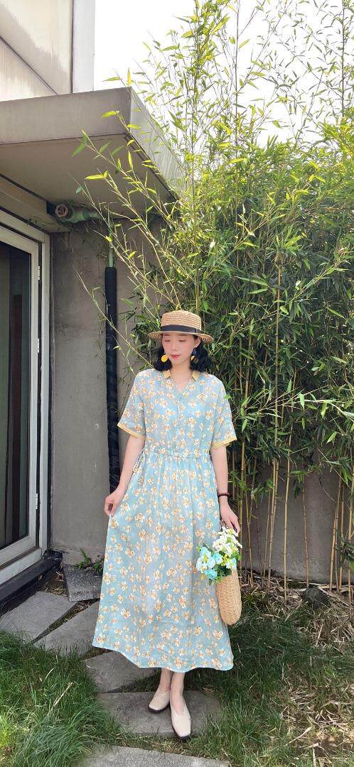 纯苎连衣裙小衫裤子裙子衬衣 时尚风 风淑女风休闲风，女装连衣裙，川哲