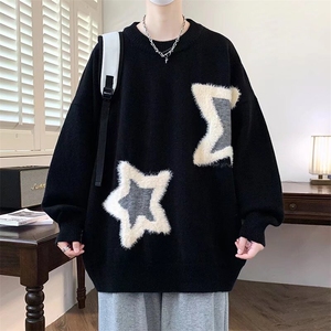 慵懒风毛衣男秋冬季青少年潮牌宽松加厚针织衫初中高中学生打底衫图片