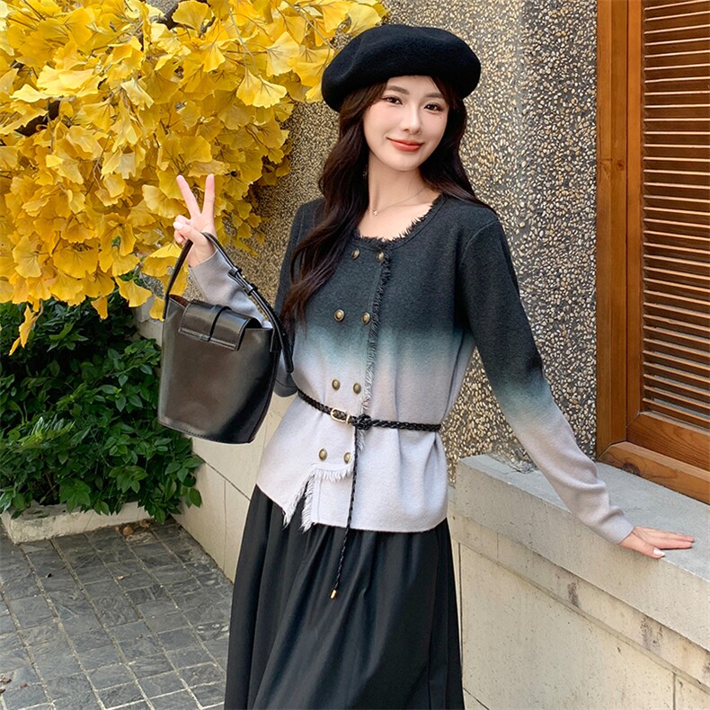 渐变色针织衫半身裙套装裙女春秋2025新款一整套ootd穿搭流行绝美,女装套装/套裙,煊芮熙